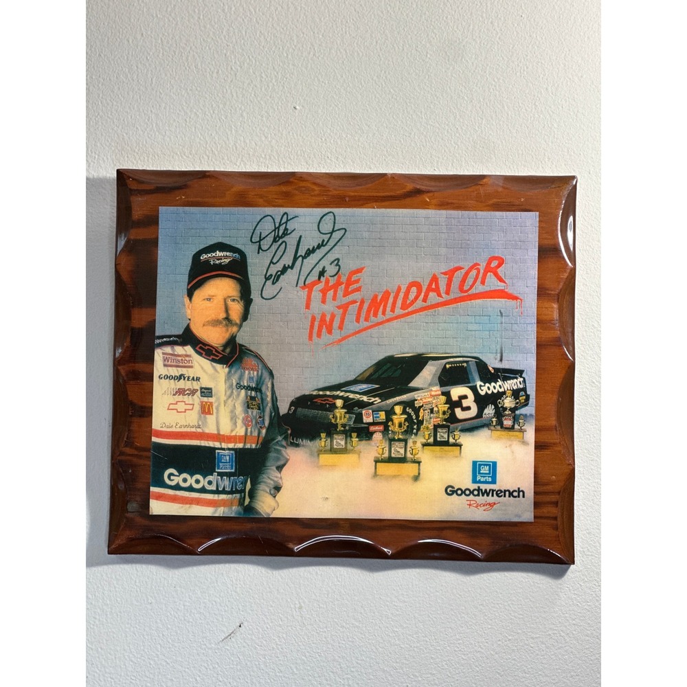 Vintage Dale Earnhardt The Intimidator #3 Goodwrench Racing Wood Plaque Decor